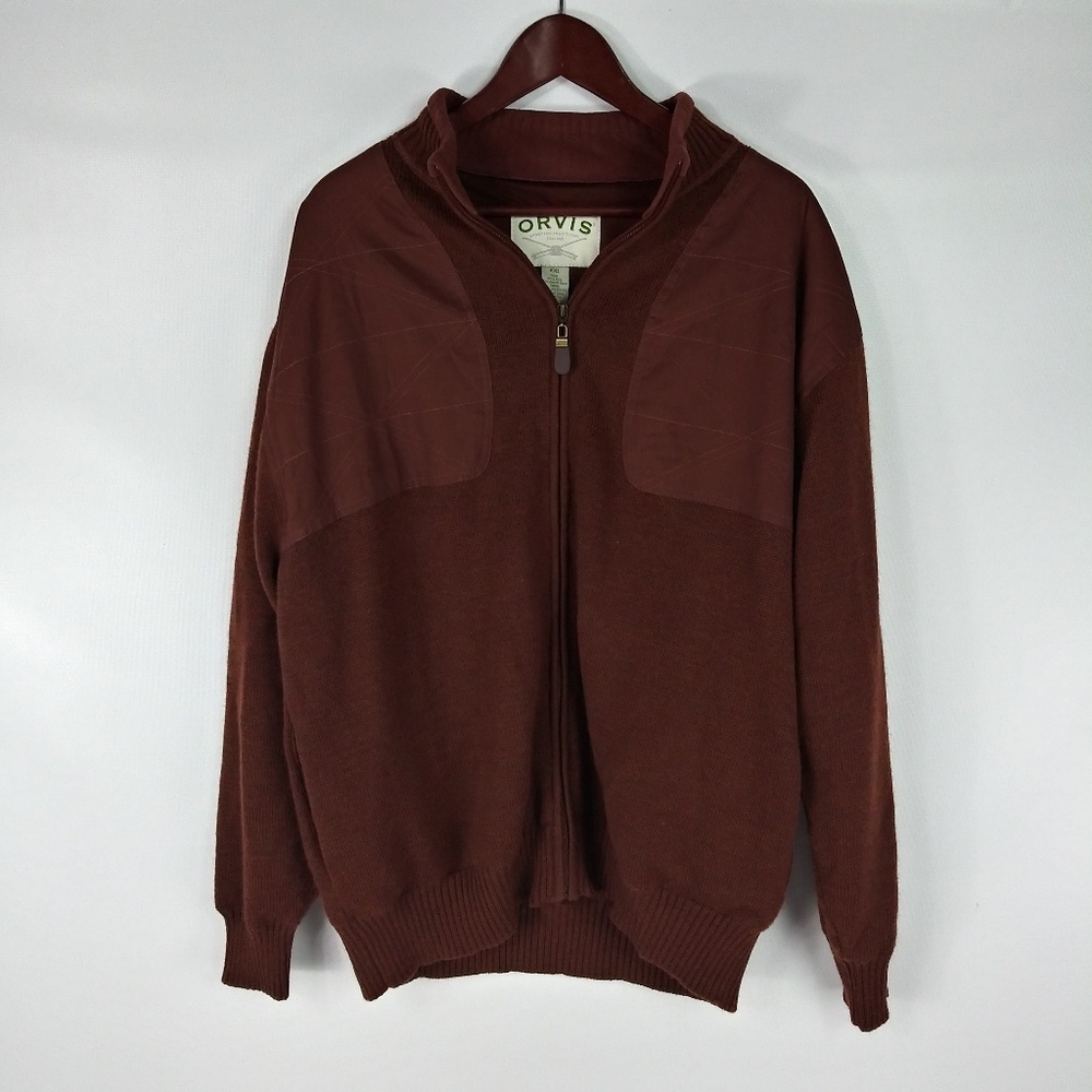 Orvis Wool Sweater Full Zip Up Pockets Long Sleeve